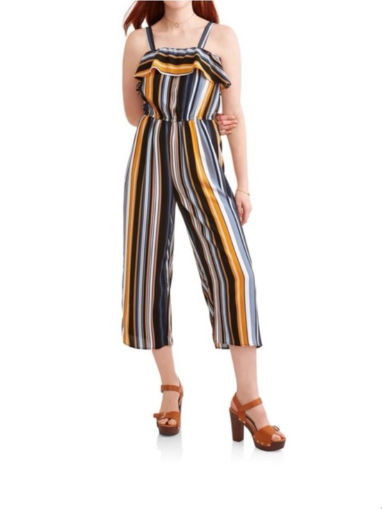 No Boundaries Pants - ✨ No Boundaries Junior's Ruffle Flounce Sleeveless Striped Jumpsuit SZ L (11-13